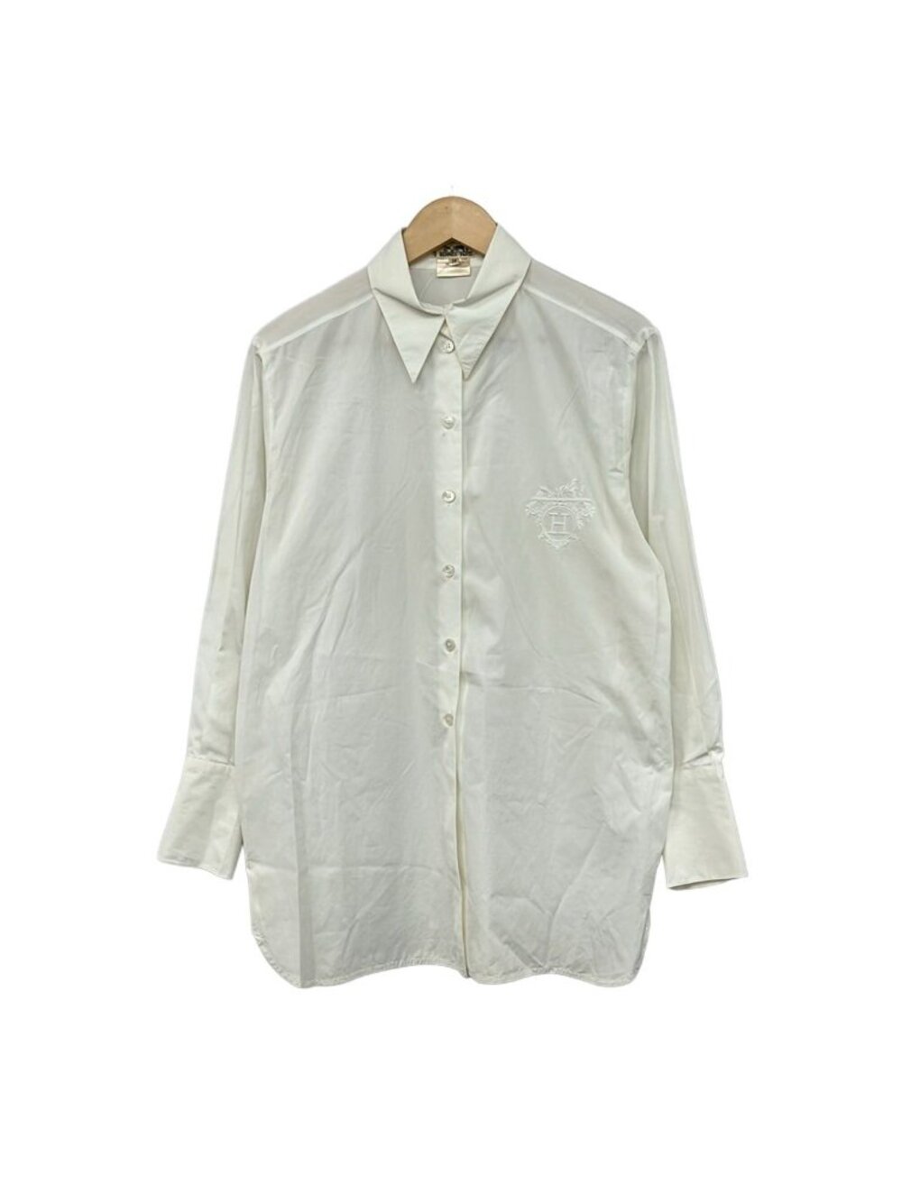 Hermes Long Sleeve Blouse M White Embroidery 38